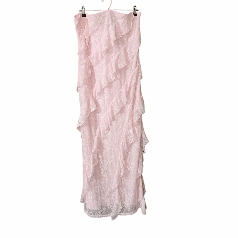 wild fable Light Pink Lace Ruffle Maxi Dress